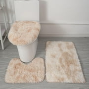 Ovzne Tie-dye Bathroom Rugs Sets 3 Piece Solid Color Toilet Seat Cover Non-Slip Bath Mats Lid Cover Bath Rug Contour Mat Family Home Decor K